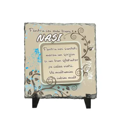 Pentru cei mai buni nasi..., piatra ardezie personalizata, cu mesaj model pa046